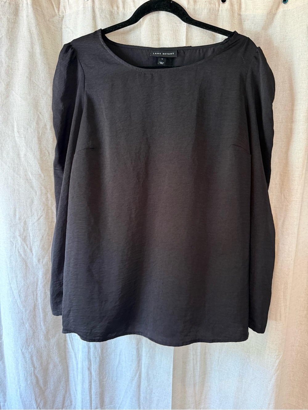 Lane Bryant Black Long-Sleeve Crewneck Top